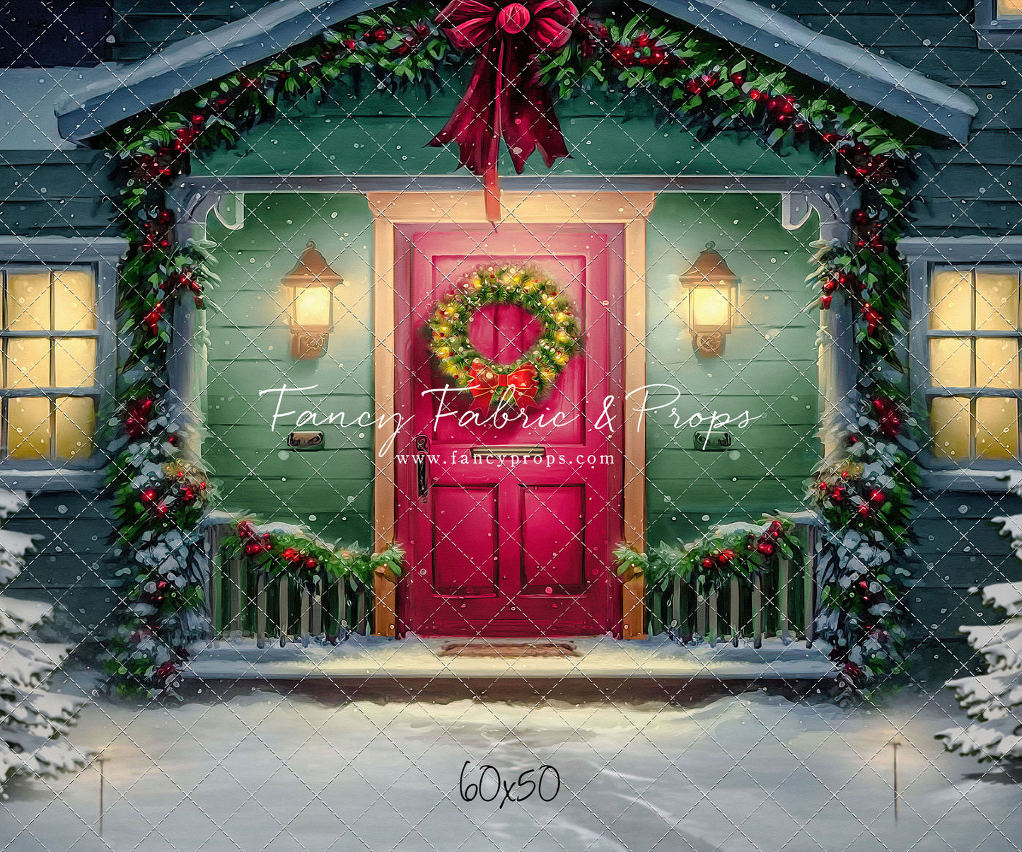 Magical Holiday Porch - Red Door - with Sweep Option