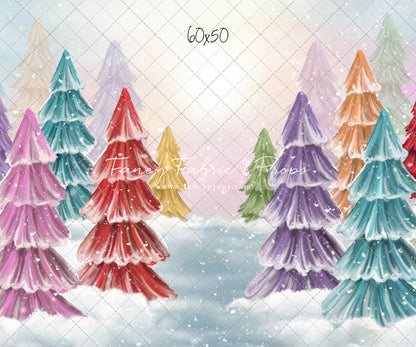 Magical Winter Rainbow Trees Pathway