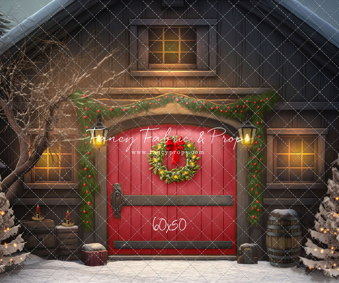 Merry Christmas Barn - Red Door - with Sweep Option