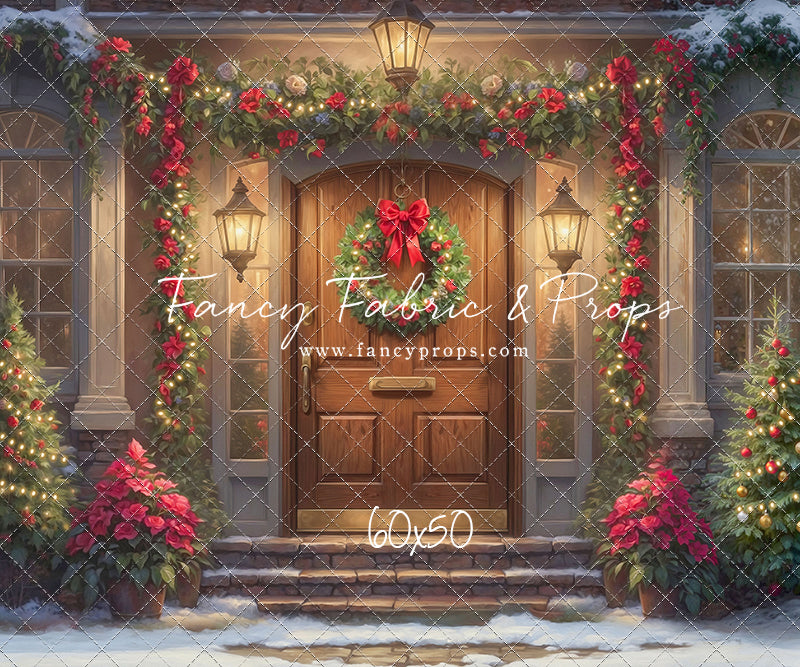 Merry Holiday Entry - Brown Door - With Sweep Option