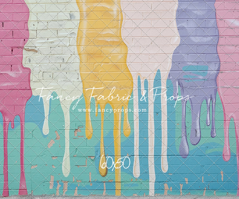 Pastel Paint Drip Wall - Concrete Floor Option - With Sweep Option