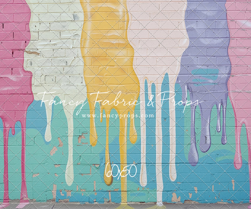 Pastel Paint Drip Wall - Painted Floor Option - With Sweep Option