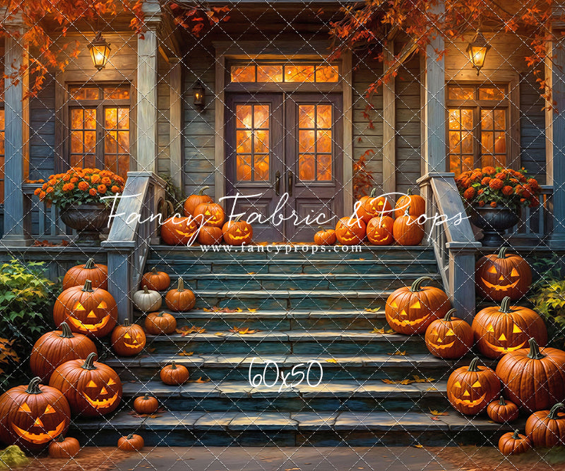 Pumpkin-Lit Porch  - With Sweep Option