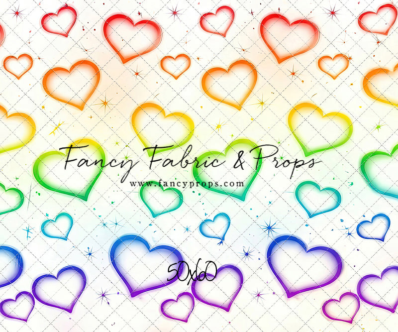 Rainbow Puffy Hearts - With Sweep Option