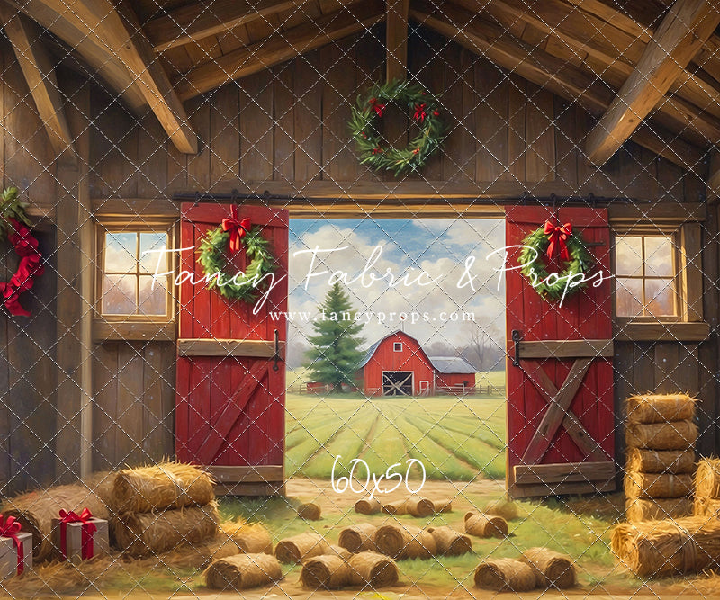 Red Barn Yuletide - Straw Floor - with Sweep Option