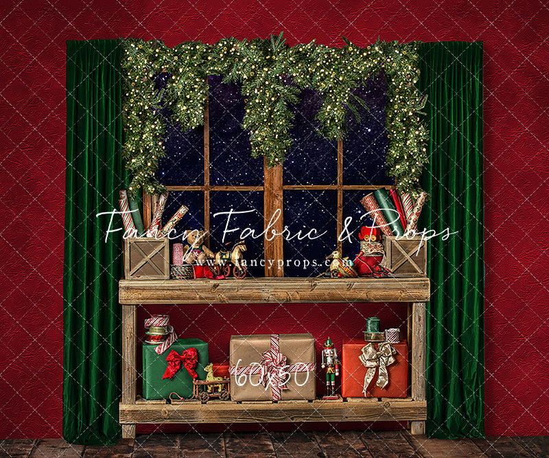 Red Wrapping Room Window