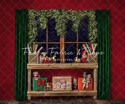 Red Wrapping Room Window