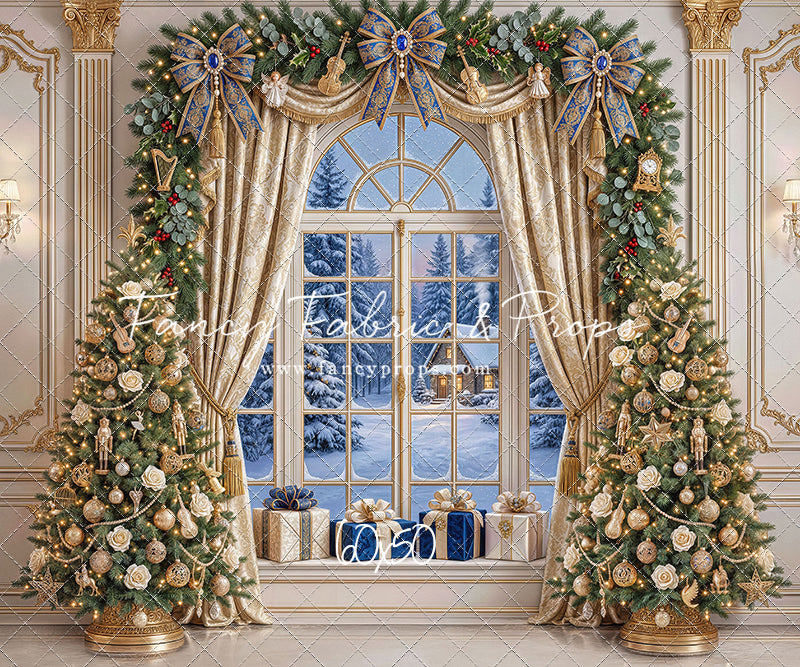 Sapphire & Gold Holiday Window - with Sweep Option