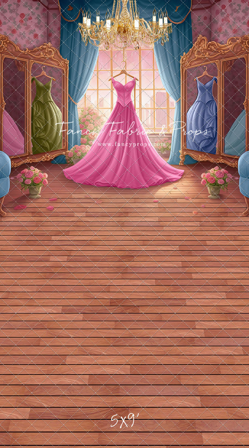 Dress Like A Princess - Pink Dress/Blue Curtains - With Sweep Option