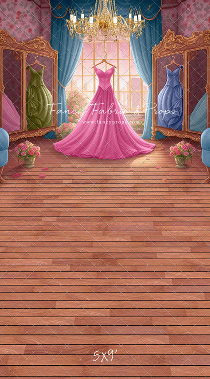 Dress Like A Princess - Pink Dress/Blue Curtains - With Sweep Option