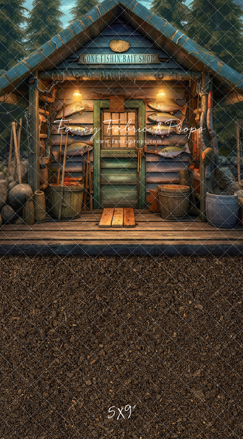 Gone Fishin Bait Shop 60x50" - Dirt Floor -  Plus Sweep Option - Littles Collection