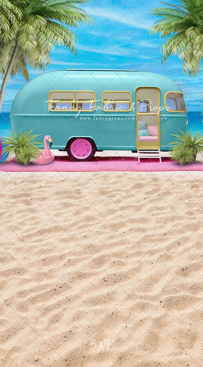 Road Trip Chic - Blue Camper - With Sweep Option