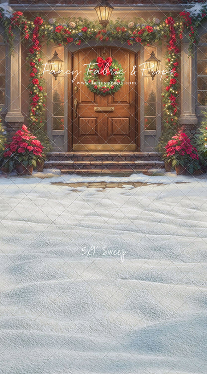 Merry Holiday Entry - Brown Door - With Sweep Option