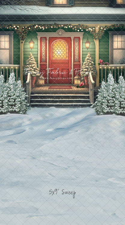 Merry Porch Greetings - Green House - with Sweep Option