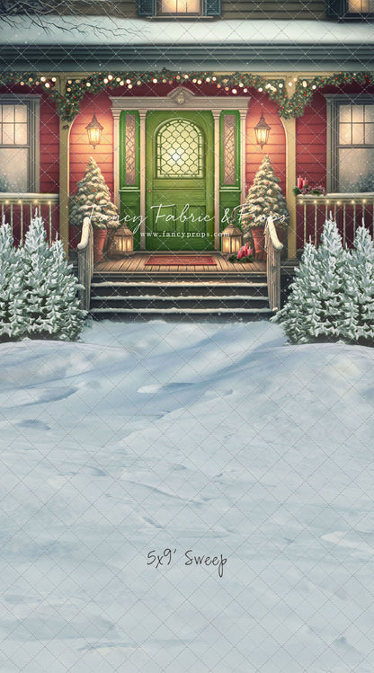 Merry Porch Greetings - Red House - with Sweep Option