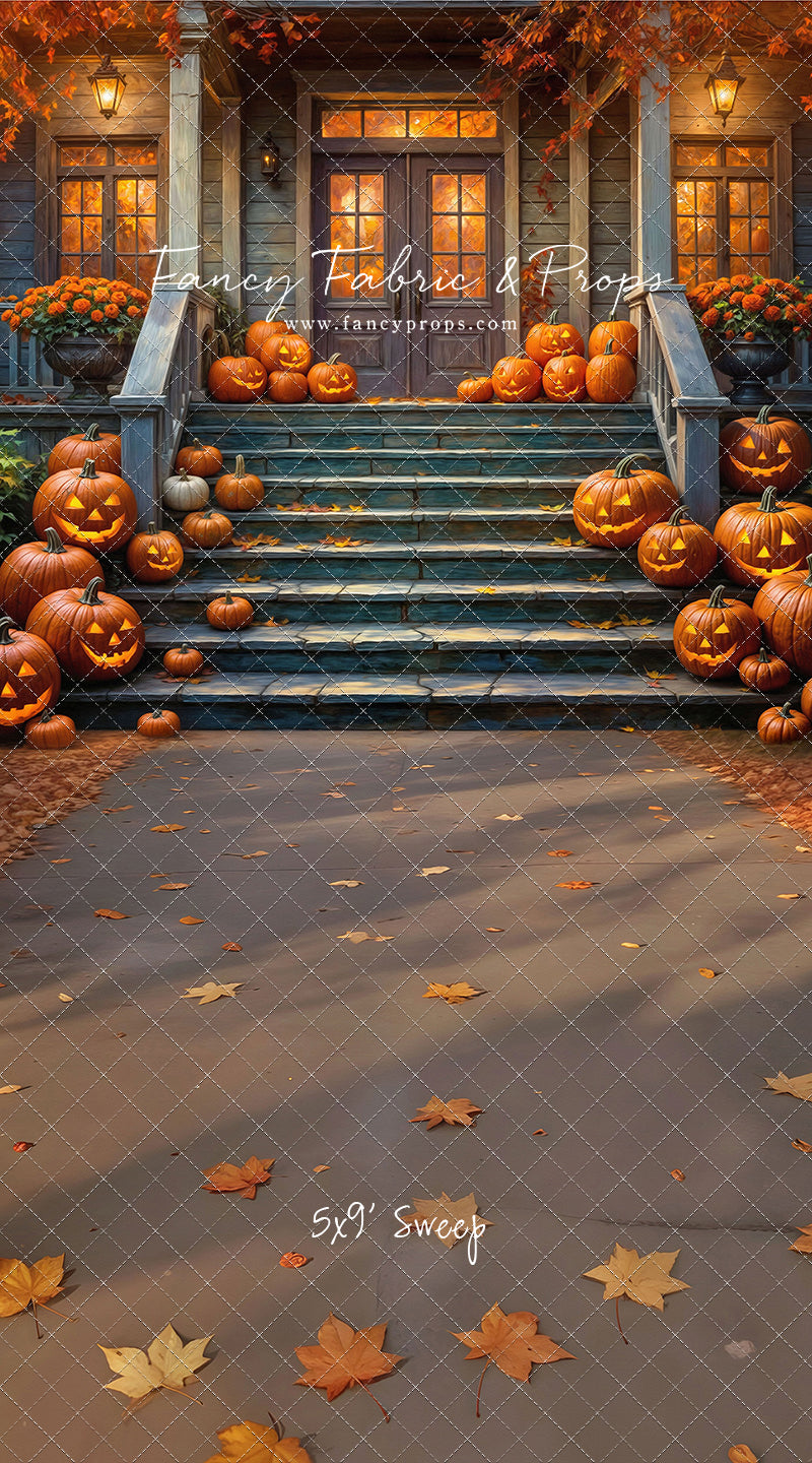 Pumpkin-Lit Porch  - With Sweep Option