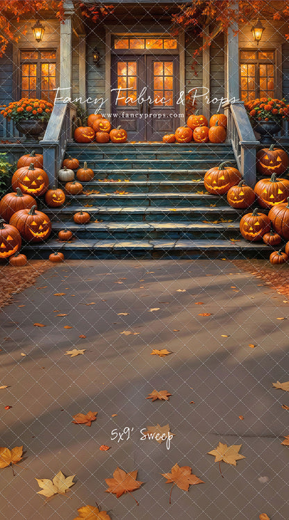 Pumpkin-Lit Porch  - With Sweep Option