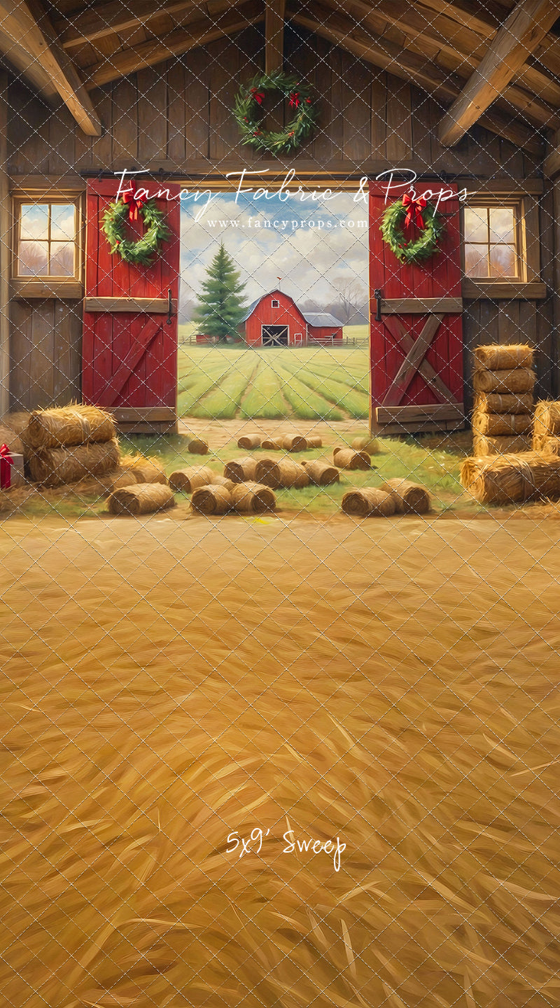 Red Barn Yuletide - Straw Floor - with Sweep Option