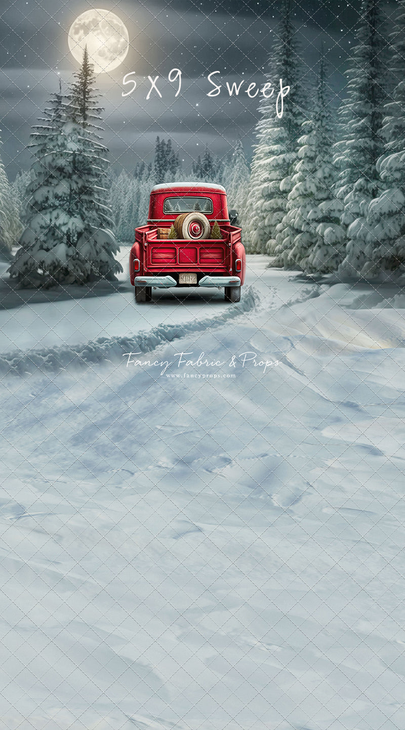 Snowy Moonlit Drive - No Lights - with Sweep Option