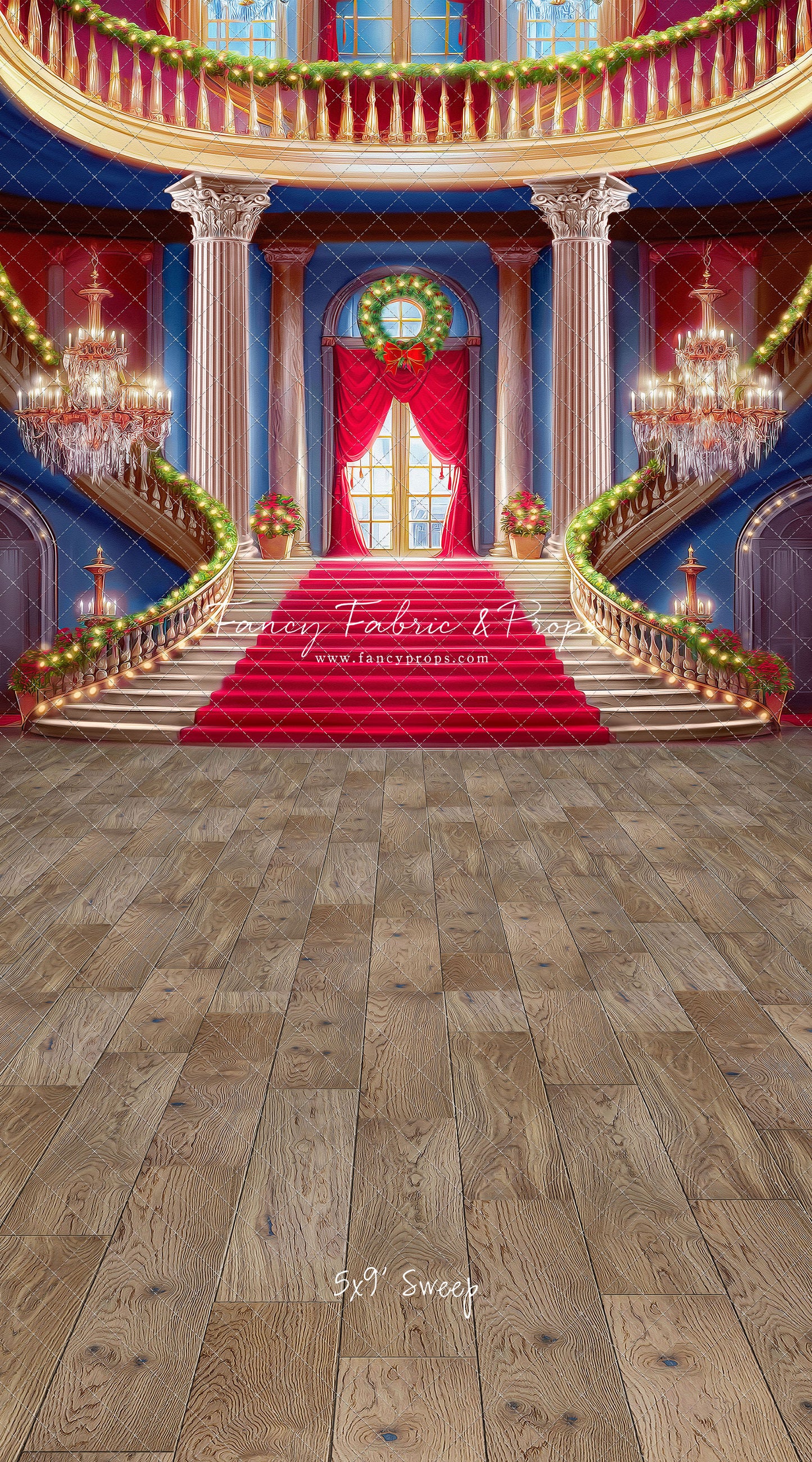 Belle's Royal Staircase -Wood Floor with Lights - With Sweep Option