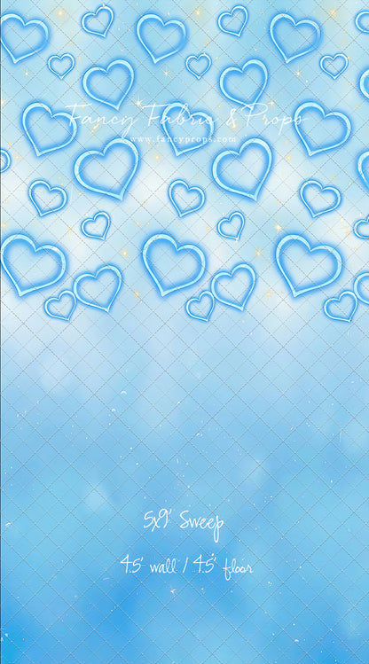 Blue Puffy Hearts - With Sweep Option