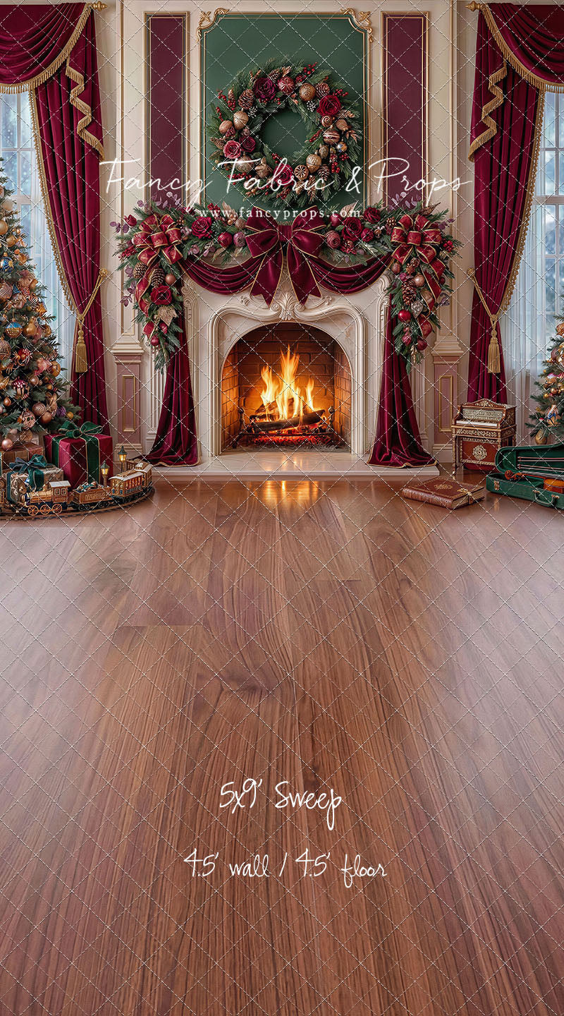 Burgundy Christmas Manor - with Sweep Option
