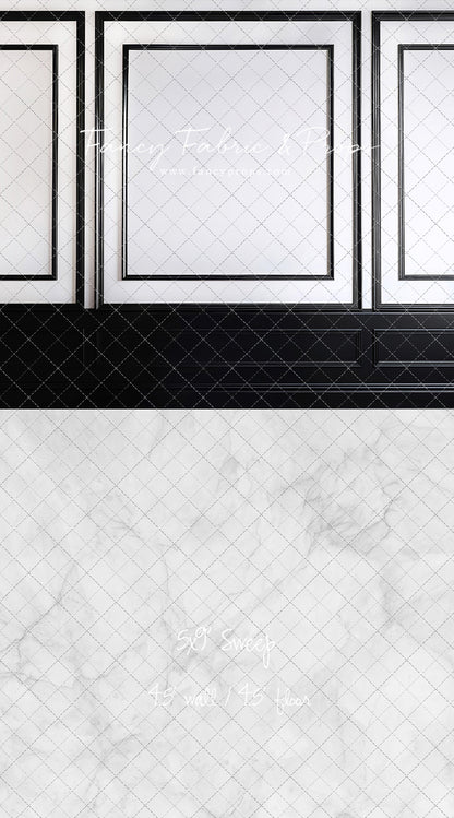 Classy Black & White Wainscoting - White Marble Floor - With Sweep Option