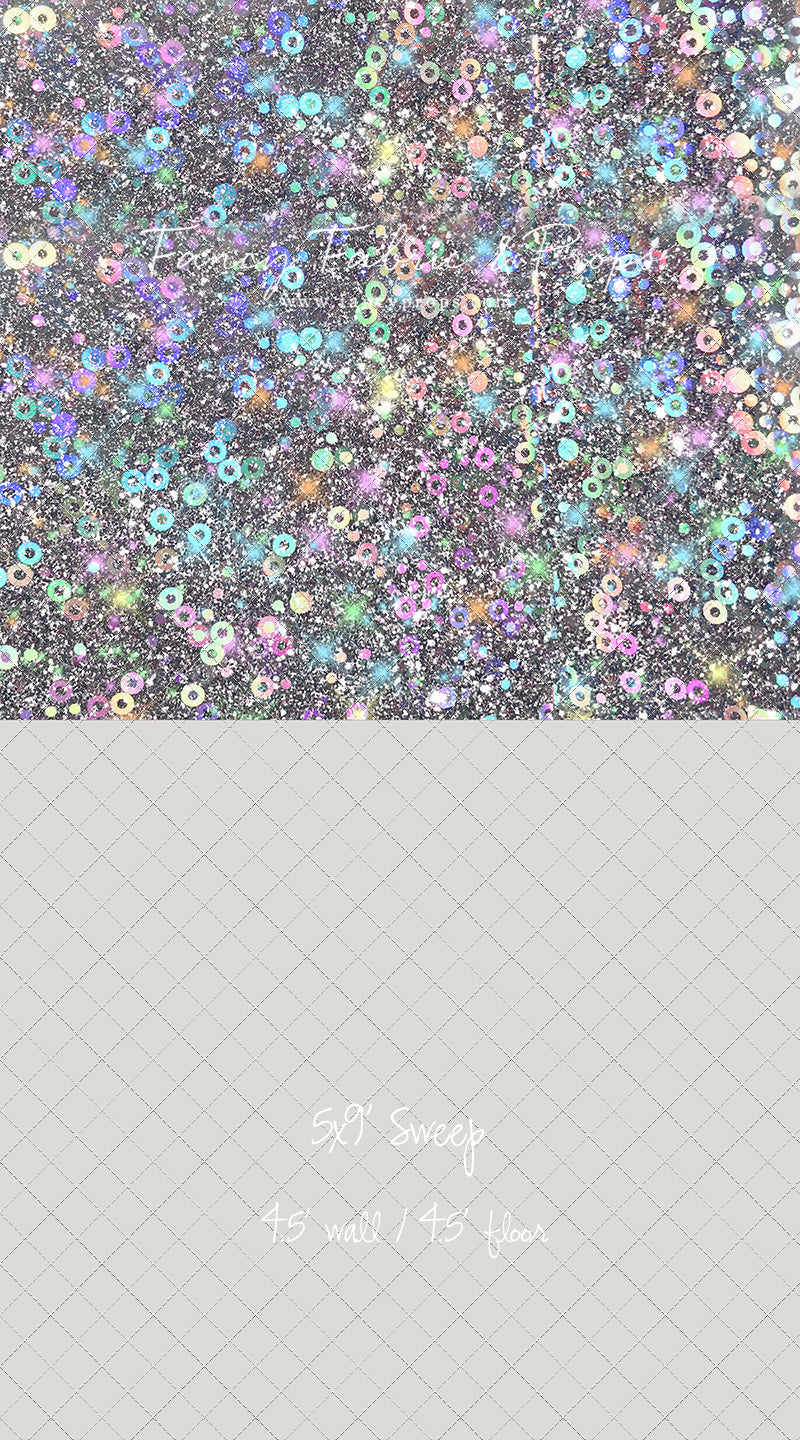 Cosmic Celebration - With Solid Beige Gray Floor Sweep Option