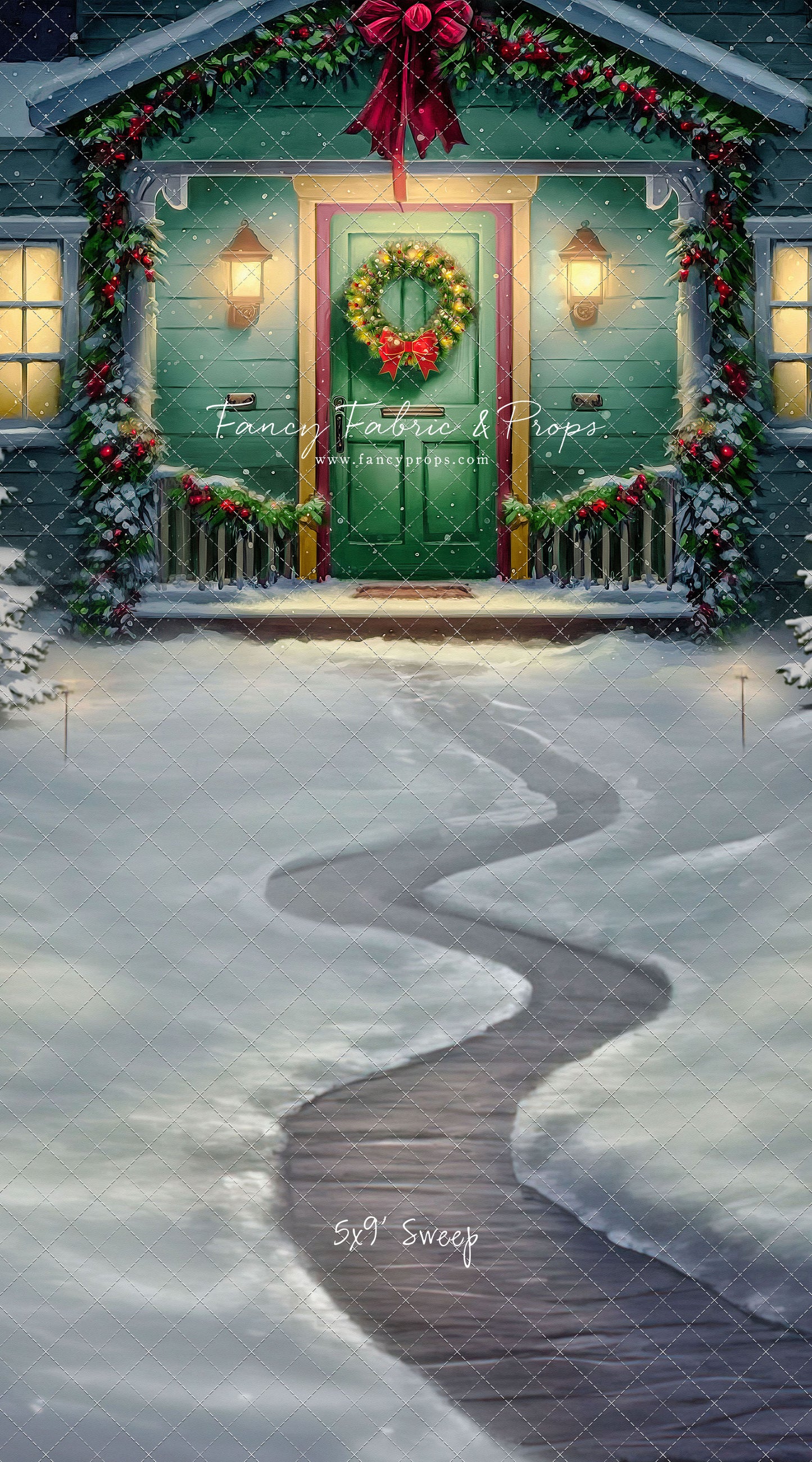 Magical Holiday Porch - Green Door - with Sweep Option