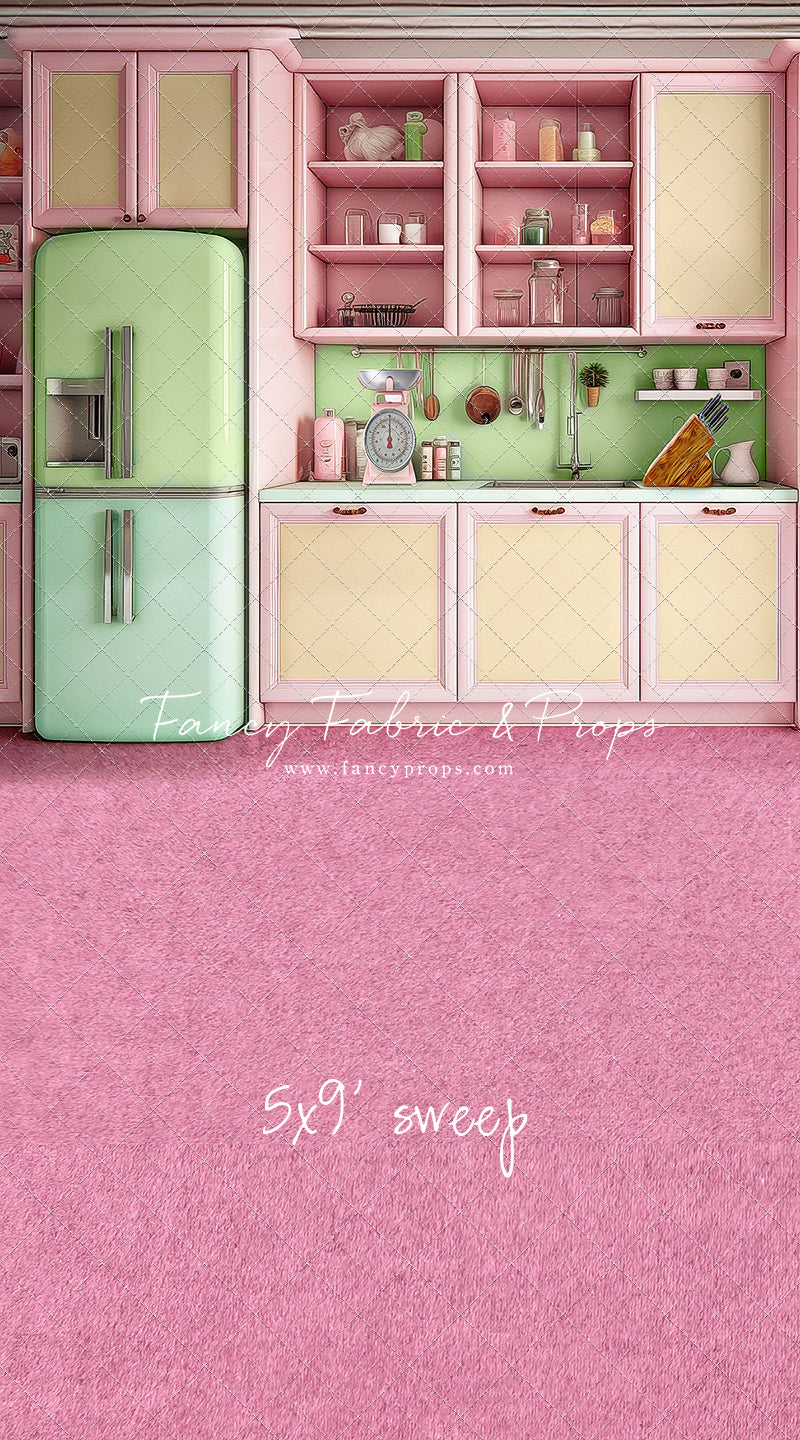 Midge's Kitchenette - Pink Floor Option - With Green Fridge Sweep Option