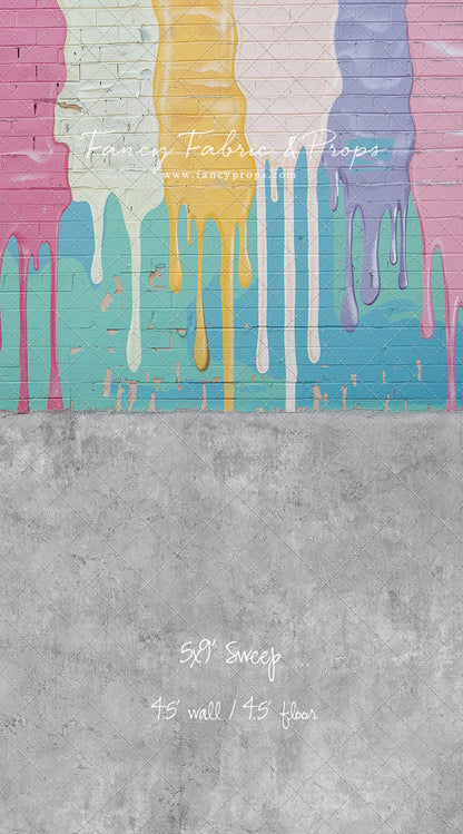 Pastel Paint Drip Wall - Concrete Floor Option - With Sweep Option