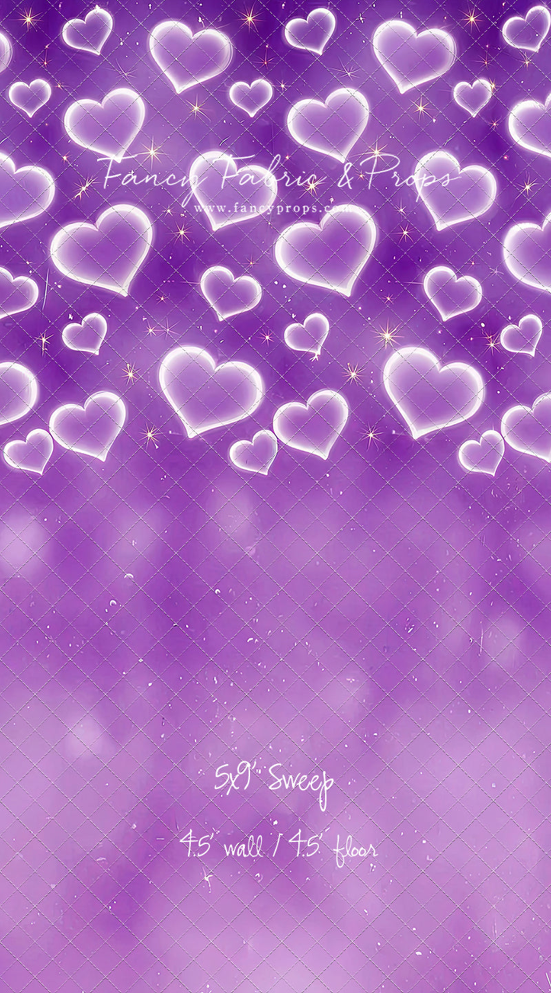 Purple Puffy Hearts - With Sweep Option