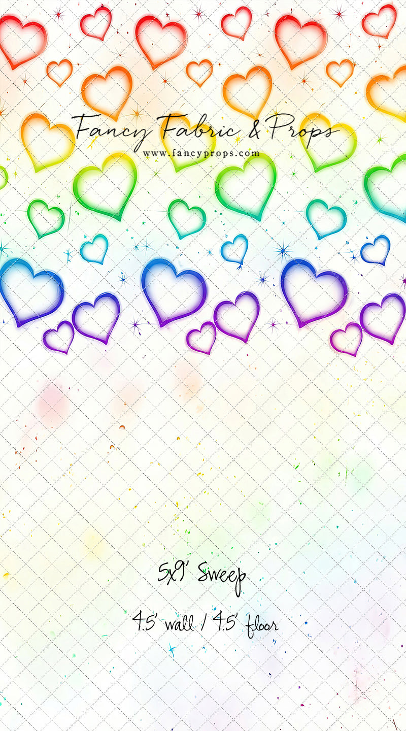 Rainbow Puffy Hearts - With Sweep Option