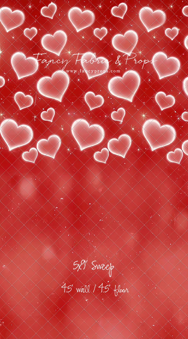 Red Puffy Hearts - With Sweep Option