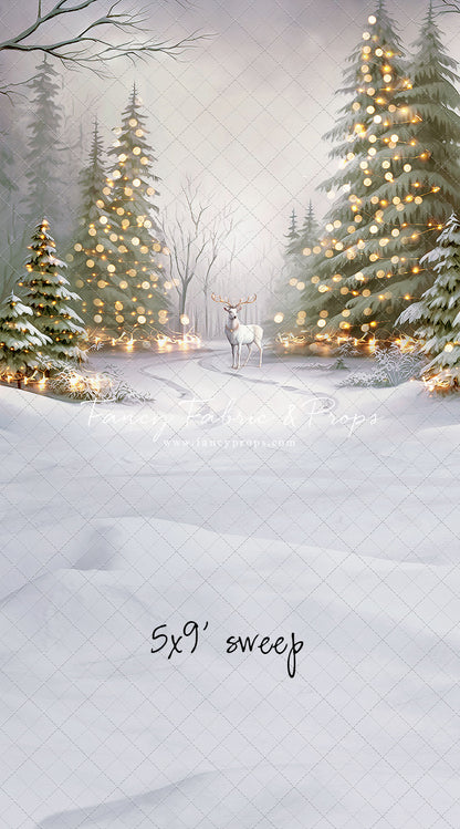 Snowy Trail Of Lights - With Deer - with Sweep Option