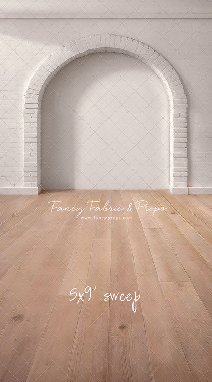 White Brick Alcove - Wood Floor - With Sweep Option