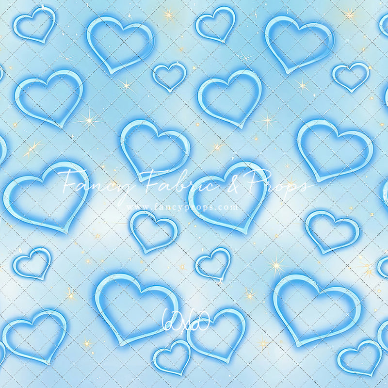 Blue Puffy Hearts - With Sweep Option