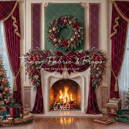 Burgundy Christmas Manor - with Sweep Option