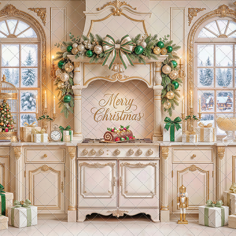 Gilded Christmas Kitchen - With Sweep Option