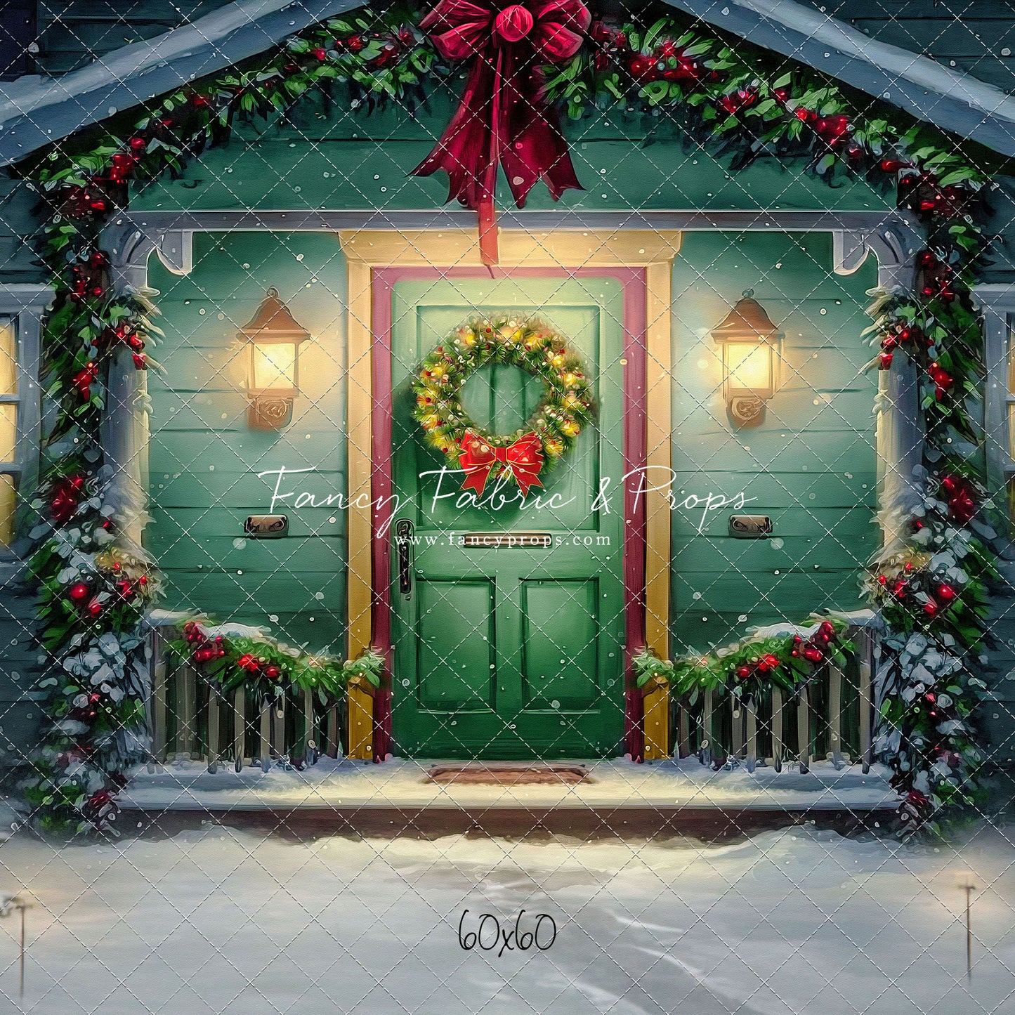 Magical Holiday Porch - Green Door - with Sweep Option