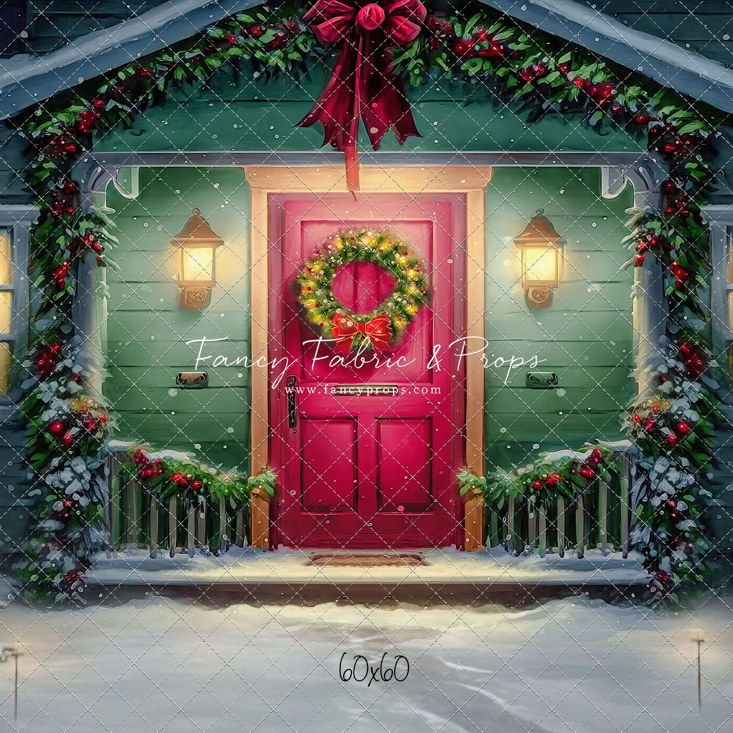 Magical Holiday Porch - Red Door - with Sweep Option