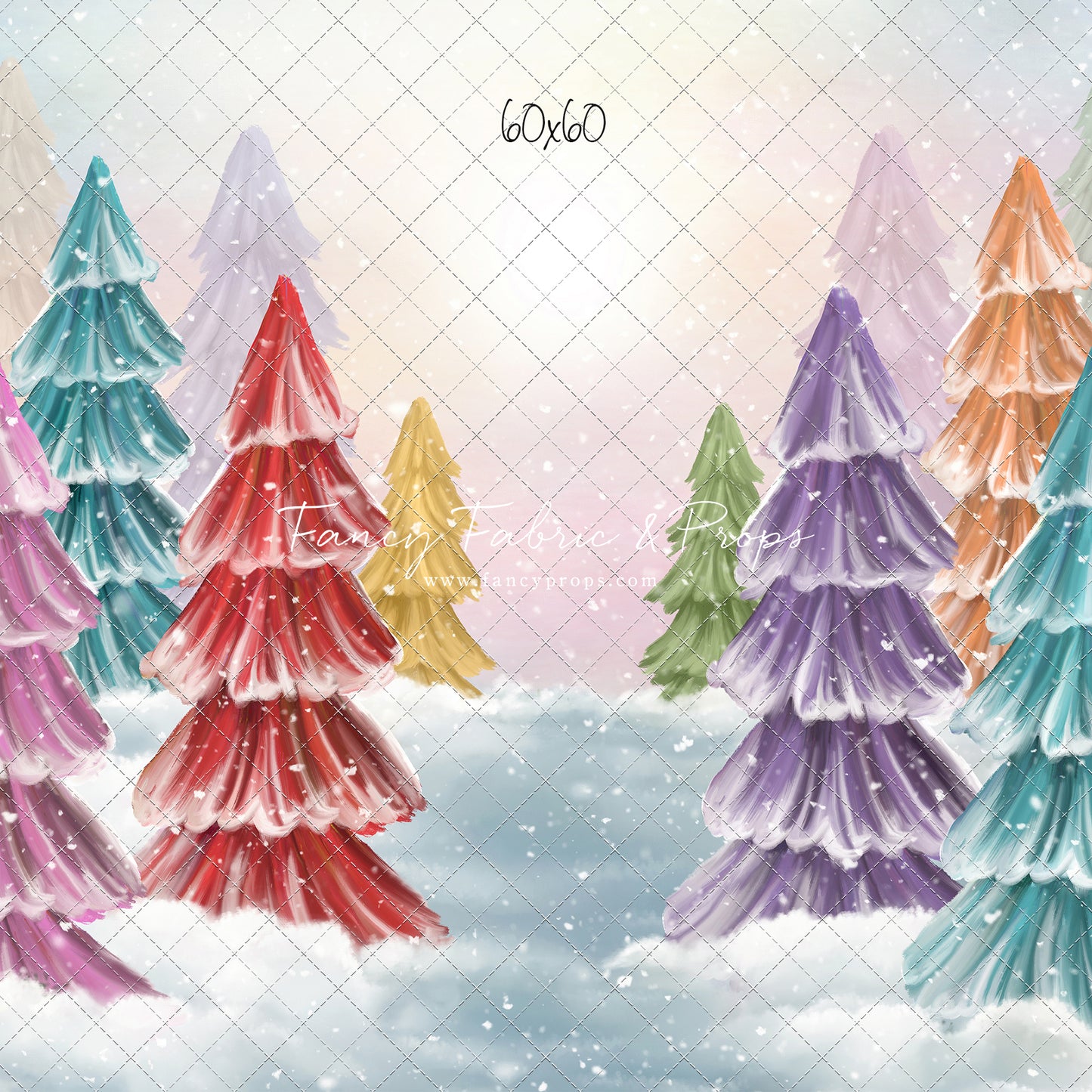 Magical Winter Rainbow Trees Pathway