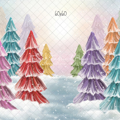 Magical Winter Rainbow Trees Pathway