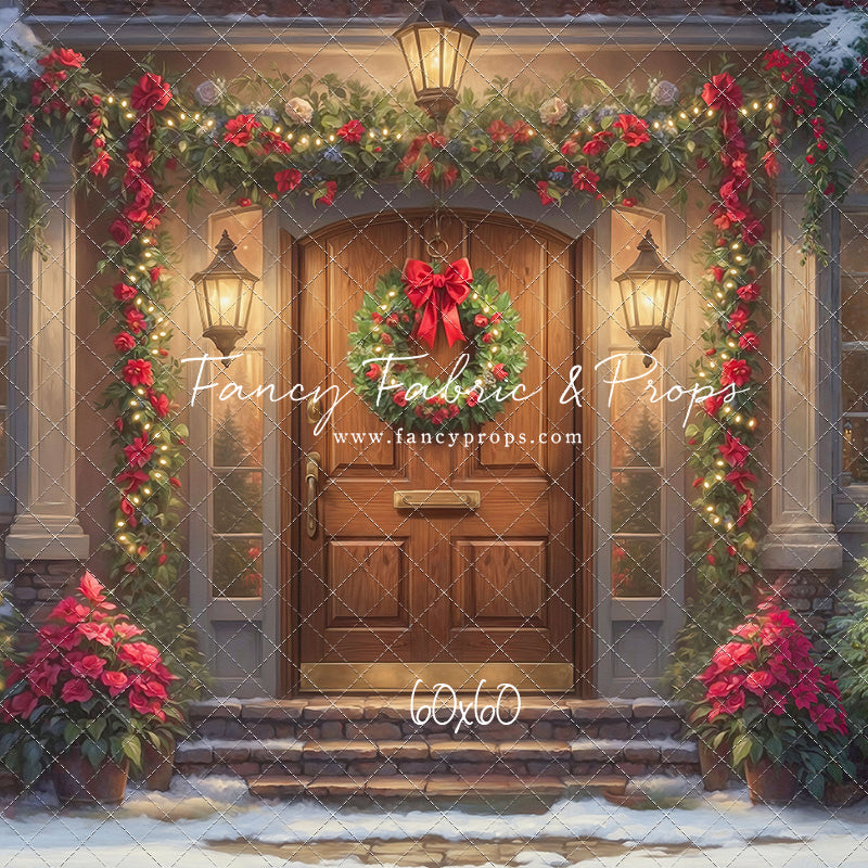 Merry Holiday Entry - Brown Door - With Sweep Option