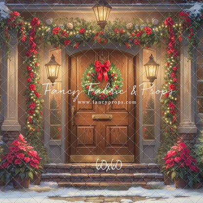 Merry Holiday Entry - Brown Door - With Sweep Option