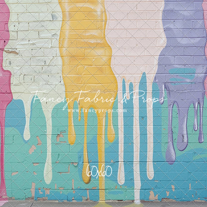 Pastel Paint Drip Wall - Painted Floor Option - With Sweep Option