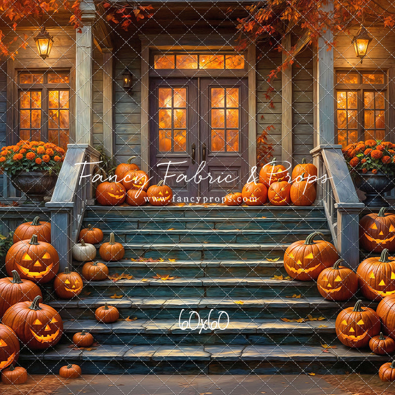 Pumpkin-Lit Porch  - With Sweep Option
