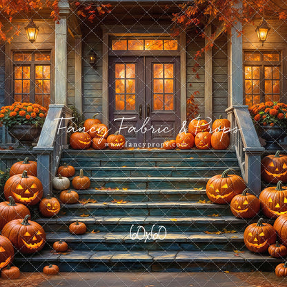 Pumpkin-Lit Porch  - With Sweep Option