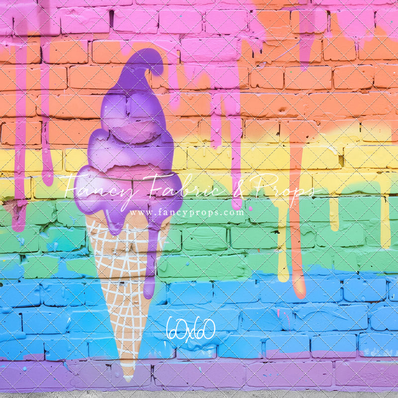 Rainbow Drip Ice Cream Wall - With Sweep Option