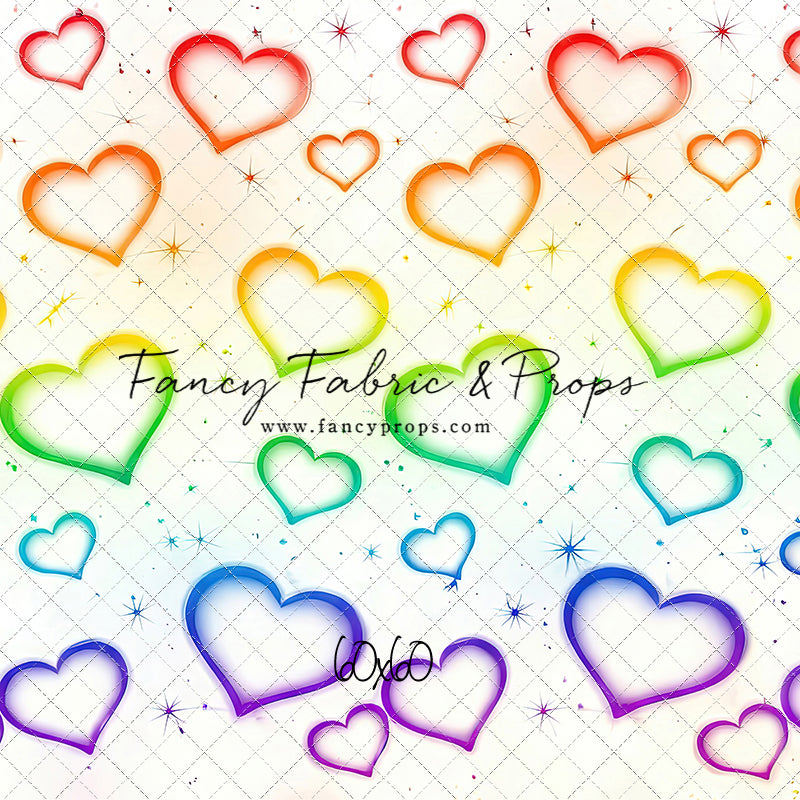 Rainbow Puffy Hearts - With Sweep Option